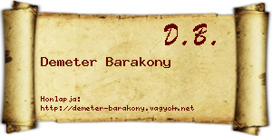 Demeter Barakony névjegykártya
